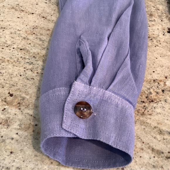 Kiko Linen Purple Button-Up Shirt Size Large Tunic Button Up - Picture 7 of 9
